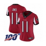 Women's Atlanta Falcons #11 Julio Jones Red Team Color Vapor Untouchable Limited Player 100th Season Football Jersey