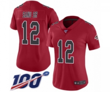 Women's Atlanta Falcons #12 Mohamed Sanu Limited Red Rush Vapor Untouchable 100th Season Football Jersey