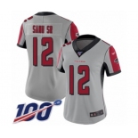 Women's Atlanta Falcons #12 Mohamed Sanu Limited Silver Inverted Legend 100th Season Football Jersey