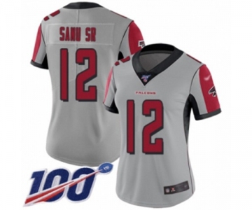 Women's Atlanta Falcons #12 Mohamed Sanu Limited Silver Inverted Legend 100th Season Football Jersey