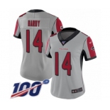 Women's Atlanta Falcons #14 Justin Hardy Limited Silver Inverted Legend 100th Season Football Jersey