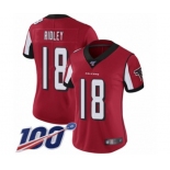 Women's Atlanta Falcons #18 Calvin Ridley Red Team Color Vapor Untouchable Limited Player 100th Season Football Jersey