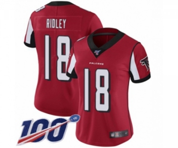 Women's Atlanta Falcons #18 Calvin Ridley Red Team Color Vapor Untouchable Limited Player 100th Season Football Jersey