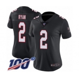 Women's Atlanta Falcons #2 Matt Ryan Black Alternate Vapor Untouchable Limited Player 100th Season Football Jersey