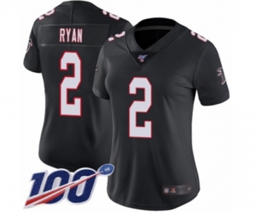 Women's Atlanta Falcons #2 Matt Ryan Black Alternate Vapor Untouchable Limited Player 100th Season Football Jersey