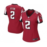 Women's Atlanta Falcons #2 Matt Ryan Game Red Team Color Football Jersey