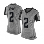 Women's Atlanta Falcons #2 Matt Ryan Limited Gray Gridiron Football Jersey