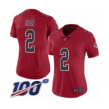 Women's Atlanta Falcons #2 Matt Ryan Limited Red Rush Vapor Untouchable 100th Season Football Jersey