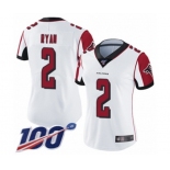 Women's Atlanta Falcons #2 Matt Ryan White Vapor Untouchable Limited Player 100th Season Football Jersey