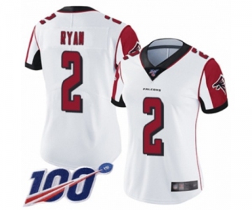 Women's Atlanta Falcons #2 Matt Ryan White Vapor Untouchable Limited Player 100th Season Football Jersey