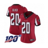 Women's Atlanta Falcons #20 Isaiah Oliver Red Team Color Vapor Untouchable Limited Player 100th Season Football Jersey