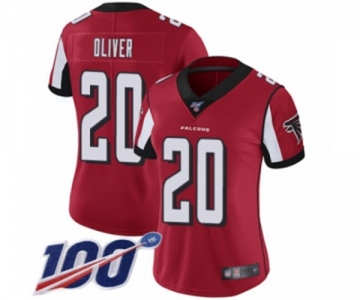 Women's Atlanta Falcons #20 Isaiah Oliver Red Team Color Vapor Untouchable Limited Player 100th Season Football Jersey