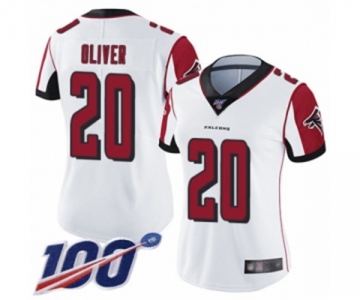 Women's Atlanta Falcons #20 Isaiah Oliver White Vapor Untouchable Limited Player 100th Season Football Jersey