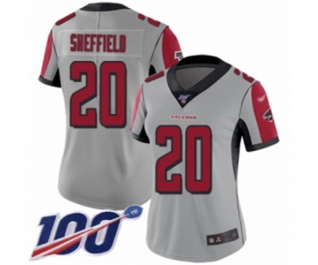 Women's Atlanta Falcons #20 Kendall Sheffield Limited Silver Inverted Legend 100th Season Football Jersey