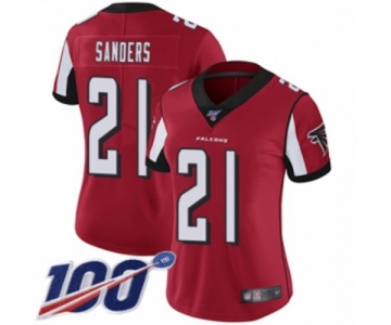 Women's Atlanta Falcons #21 Deion Sanders Red Team Color Vapor Untouchable Limited Player 100th Season Football Jersey