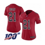 Women's Atlanta Falcons #21 Desmond Trufant Limited Red Rush Vapor Untouchable 100th Season Football Jersey