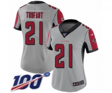 Women's Atlanta Falcons #21 Desmond Trufant Limited Silver Inverted Legend 100th Season Football Jersey