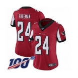 Women's Atlanta Falcons #24 Devonta Freeman Red Team Color Vapor Untouchable Limited Player 100th Season Football Jersey