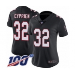 Women's Atlanta Falcons #32 Johnathan Cyprien Black Alternate Vapor Untouchable Limited Player 100th Season Football Jersey