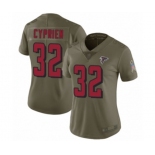 Women's Atlanta Falcons #32 Johnathan Cyprien Limited Olive 2017 Salute to Service Football Jersey