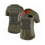 Women's Atlanta Falcons #32 Johnathan Cyprien Limited Olive 2019 Salute to Service Football Jersey