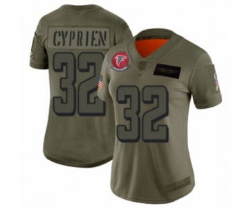 Women's Atlanta Falcons #32 Johnathan Cyprien Limited Olive 2019 Salute to Service Football Jersey