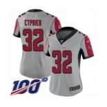 Women's Atlanta Falcons #32 Johnathan Cyprien Limited Silver Inverted Legend 100th Season Football Jersey