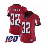 Women's Atlanta Falcons #32 Johnathan Cyprien Red Team Color Vapor Untouchable Limited Player 100th Season Football Jersey