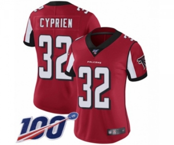 Women's Atlanta Falcons #32 Johnathan Cyprien Red Team Color Vapor Untouchable Limited Player 100th Season Football Jersey