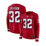 Women's Atlanta Falcons #32 Qadree Ollison Limited Red Therma Long Sleeve Football Jersey