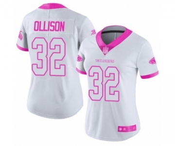 Women's Atlanta Falcons #32 Qadree Ollison Limited White Pink Rush Fashion Football Jersey