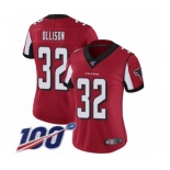 Women's Atlanta Falcons #32 Qadree Ollison Red Team Color Vapor Untouchable Limited Player 100th Season Football Jersey