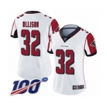 Women's Atlanta Falcons #32 Qadree Ollison White Vapor Untouchable Limited Player 100th Season Football Jersey