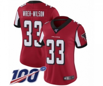 Women's Atlanta Falcons #33 Blidi Wreh-Wilson Red Team Color Vapor Untouchable Limited Player 100th Season Football Jersey