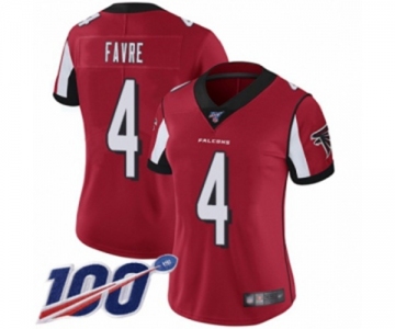 Women's Atlanta Falcons #4 Brett Favre Red Team Color Vapor Untouchable Limited Player 100th Season Football Jersey