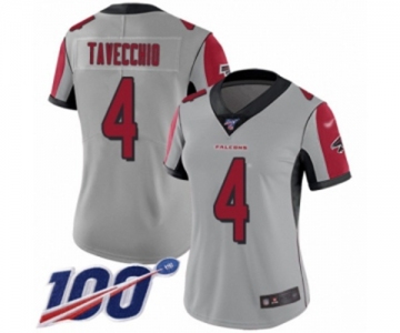 Women's Atlanta Falcons #4 Giorgio Tavecchio Limited Silver Inverted Legend 100th Season Football Jersey