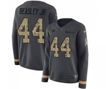 Women's Atlanta Falcons #44 Vic Beasley Limited Black Salute to Service Therma Long Sleeve Football Jersey