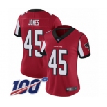 Women's Atlanta Falcons #45 Deion Jones Red Team Color Vapor Untouchable Limited Player 100th Season Football Jersey