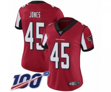 Women's Atlanta Falcons #45 Deion Jones Red Team Color Vapor Untouchable Limited Player 100th Season Football Jersey