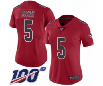 Women's Atlanta Falcons #5 Matt Bosher Limited Red Rush Vapor Untouchable 100th Season Football Jersey