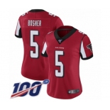 Women's Atlanta Falcons #5 Matt Bosher Red Team Color Vapor Untouchable Limited Player 100th Season Football Jersey