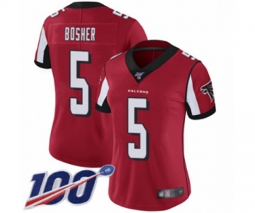 Women's Atlanta Falcons #5 Matt Bosher Red Team Color Vapor Untouchable Limited Player 100th Season Football Jersey