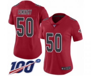 Women's Atlanta Falcons #50 John Cominsky Limited Red Rush Vapor Untouchable 100th Season Football Jersey