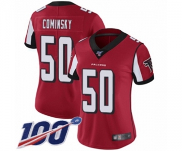 Women's Atlanta Falcons #50 John Cominsky Red Team Color Vapor Untouchable Limited Player 100th Season Football Jersey