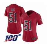 Women's Atlanta Falcons #51 Alex Mack Limited Red Rush Vapor Untouchable 100th Season Football Jersey