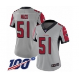 Women's Atlanta Falcons #51 Alex Mack Limited Silver Inverted Legend 100th Season Football Jersey