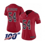 Women's Atlanta Falcons #54 Foye Oluokun Limited Red Rush Vapor Untouchable 100th Season Football Jersey