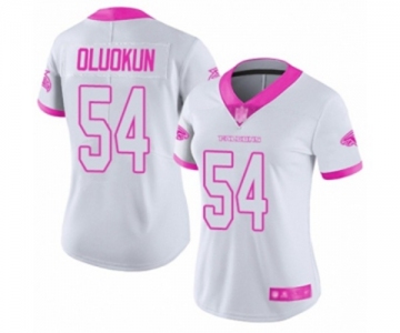 Women's Atlanta Falcons #54 Foye Oluokun Limited White Pink Rush Fashion Football Jersey