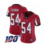 Women's Atlanta Falcons #54 Foye Oluokun Red Team Color Vapor Untouchable Limited Player 100th Season Football Jersey