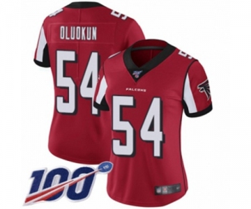 Women's Atlanta Falcons #54 Foye Oluokun Red Team Color Vapor Untouchable Limited Player 100th Season Football Jersey